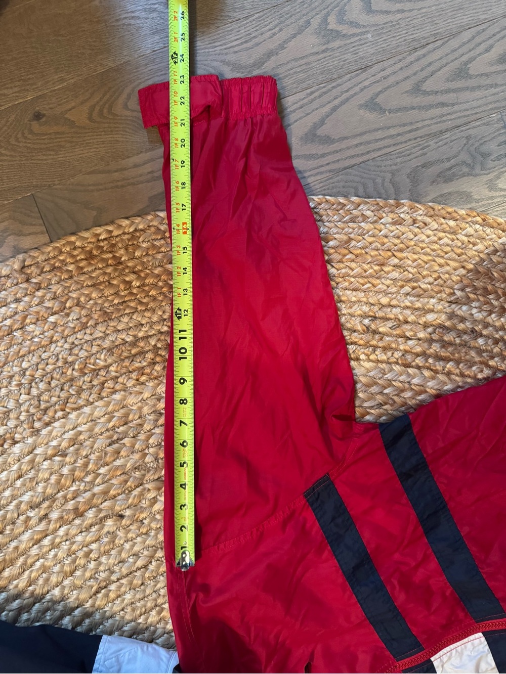 Vintage Tommy Hilfiger Red Hooded Windbreaker with Navy & White Stripes - Picture 7 of 7